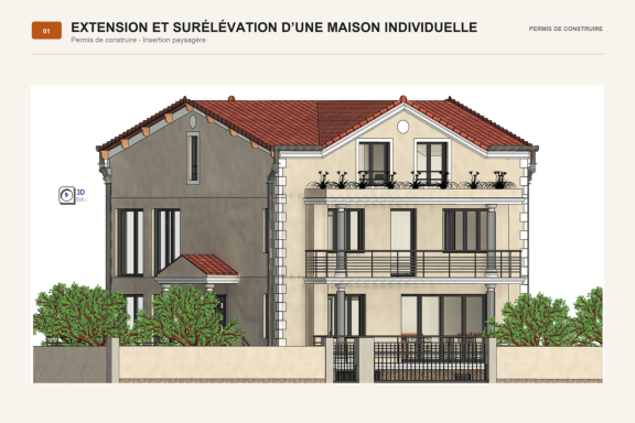 Extension et surélévation – Maison individuelle Extension et surélévation d’une maison individuelle – permis de construire.